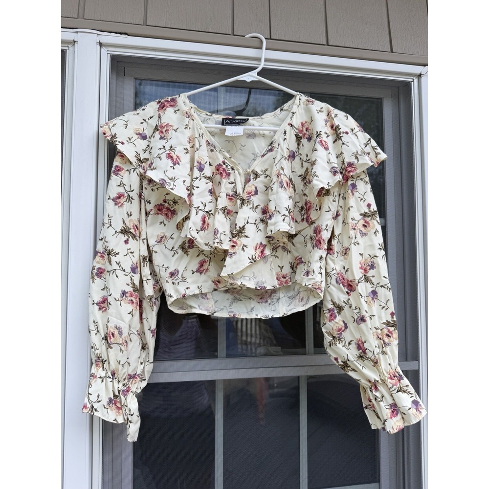 Vintage Y2K Anxiety Cropped Ruffled Whimsy Fairycore Medium USA